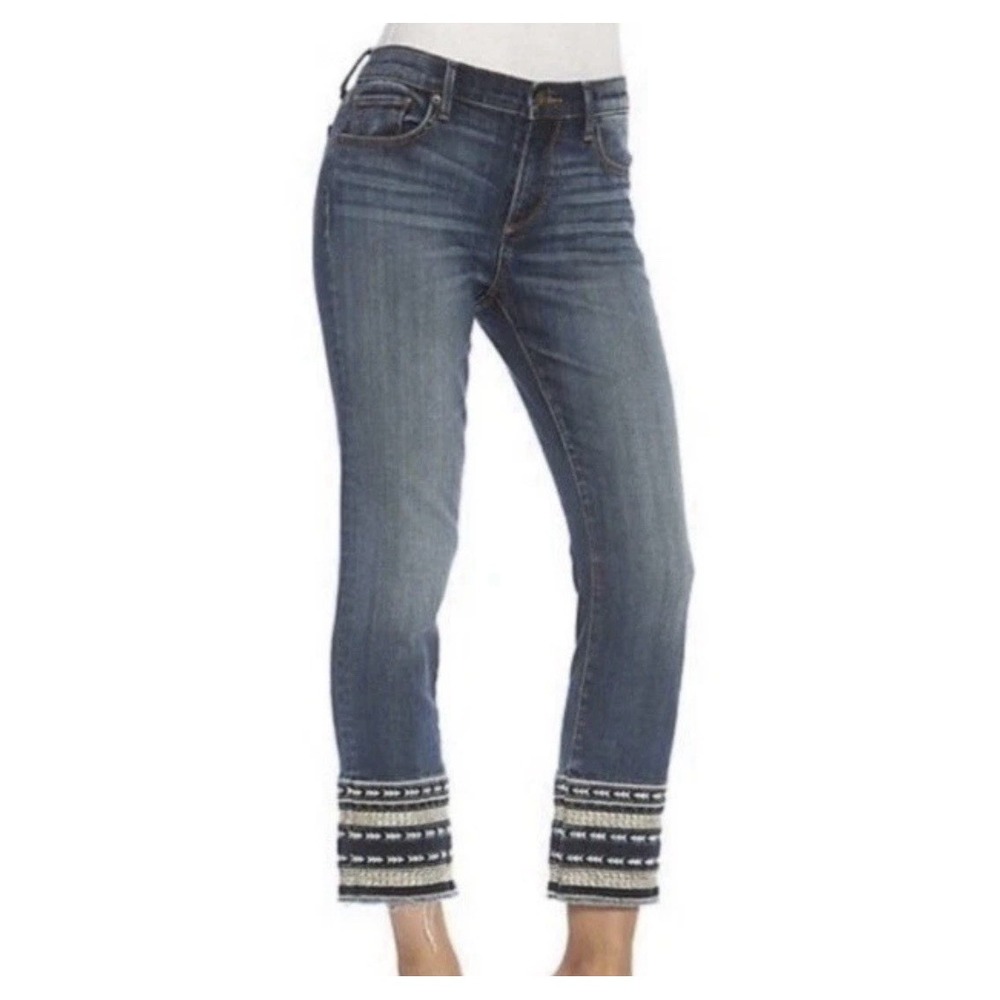Driftwood Collete Jeans Women's Size 32 Cropped Embroidered‎ Stretch Stretch